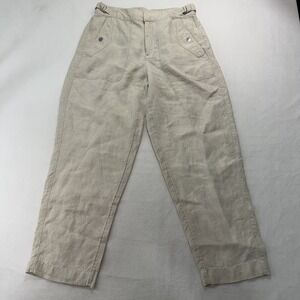 Athleta 6 Women's Pants 100% Linen Summer Beach Boho Minimal Organic Natural